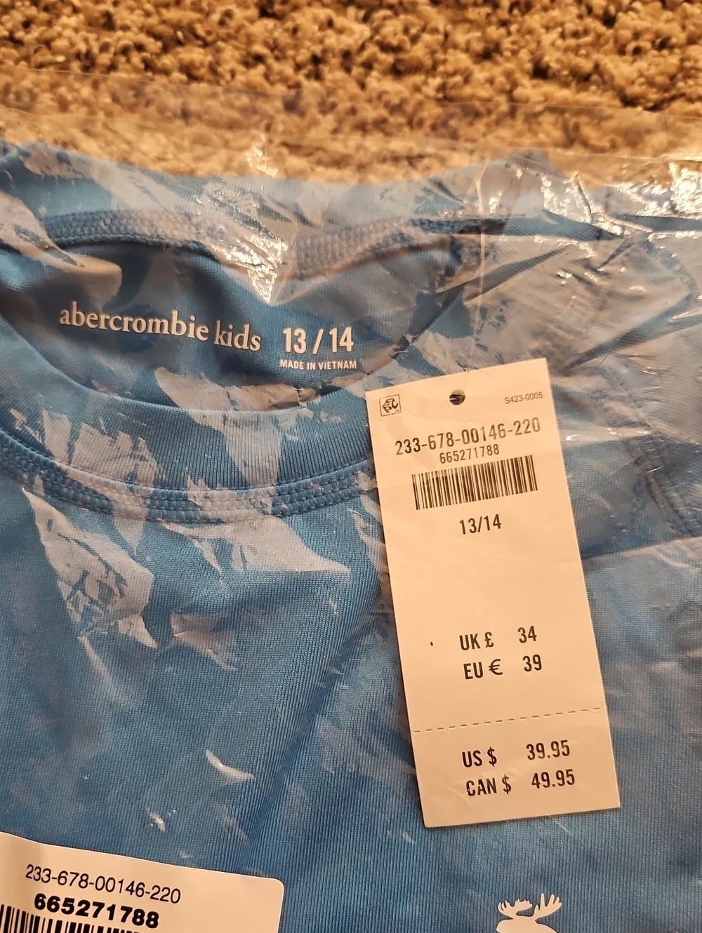 Abercrombie Kids Bright Blue Short Sleeve Swim Shirt